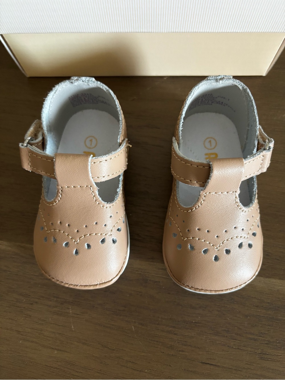L'Amour Tan Mary Jane Baby Shoes